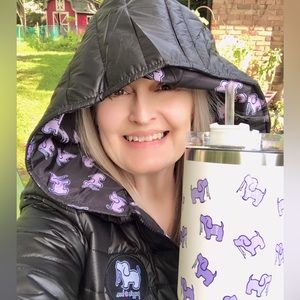 Hooded Puffer Coat w/ Purple Puppies Lining M NWT